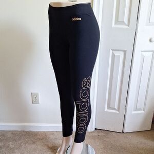 adidas Black Leggings with White Logo